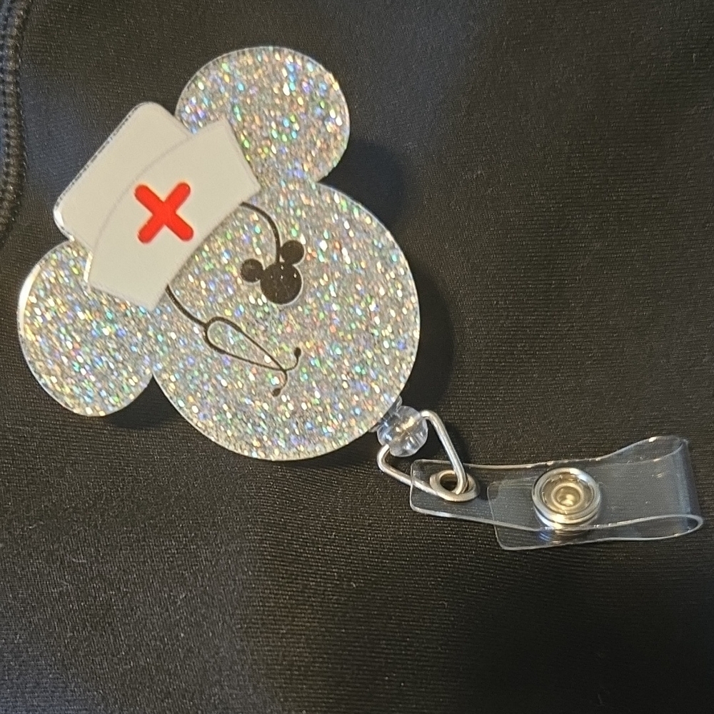 Sparkly Mouse-Shaped Badge Reel